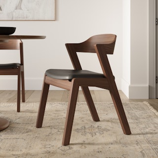 Meja Leather Dining Chair - Walnut and Oxford Black