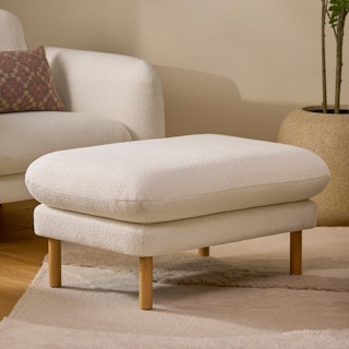 Sanders 35.5" Ottoman - Ivory Wool Bouclé