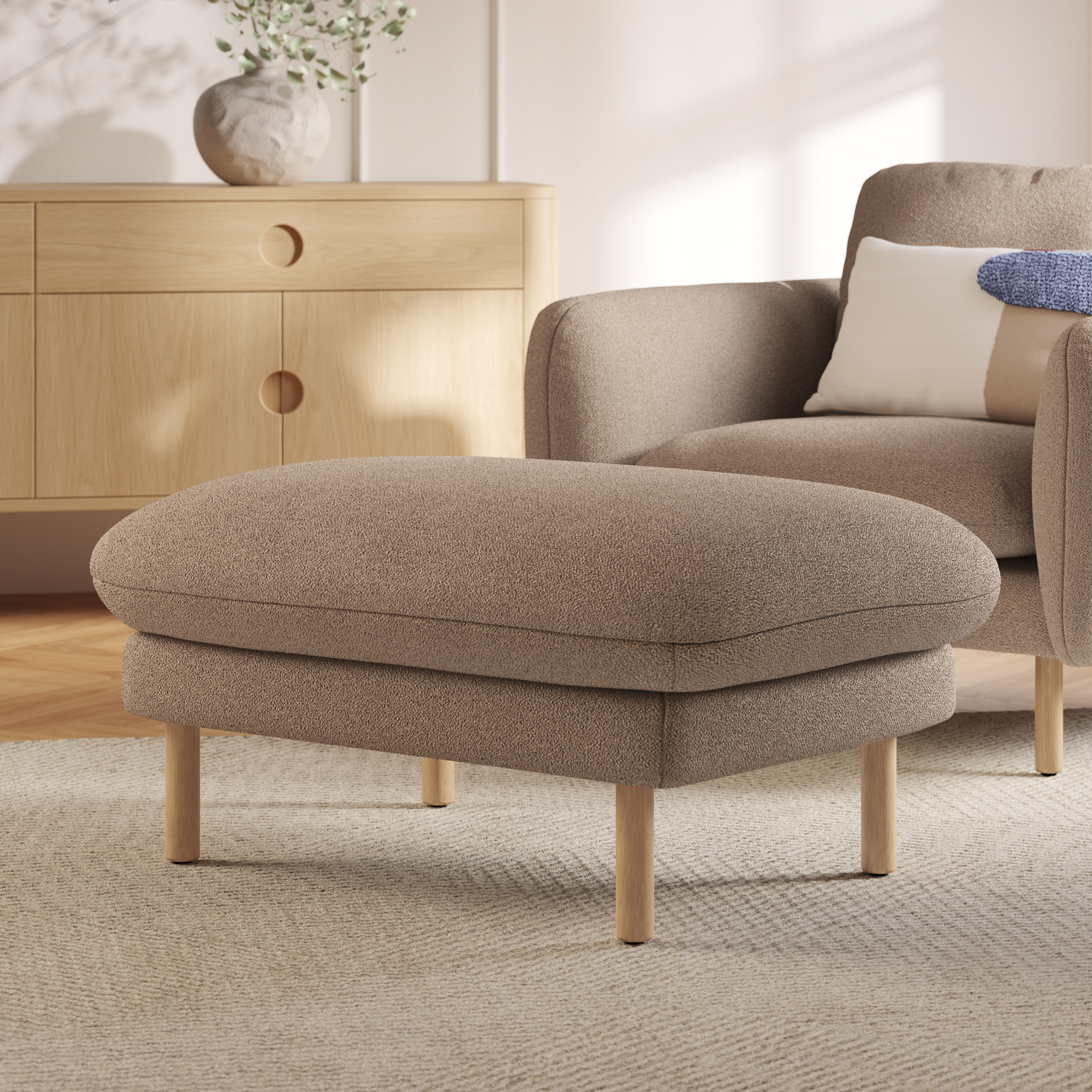 Sanders Brown Wool Bouclé Ottoman | Article