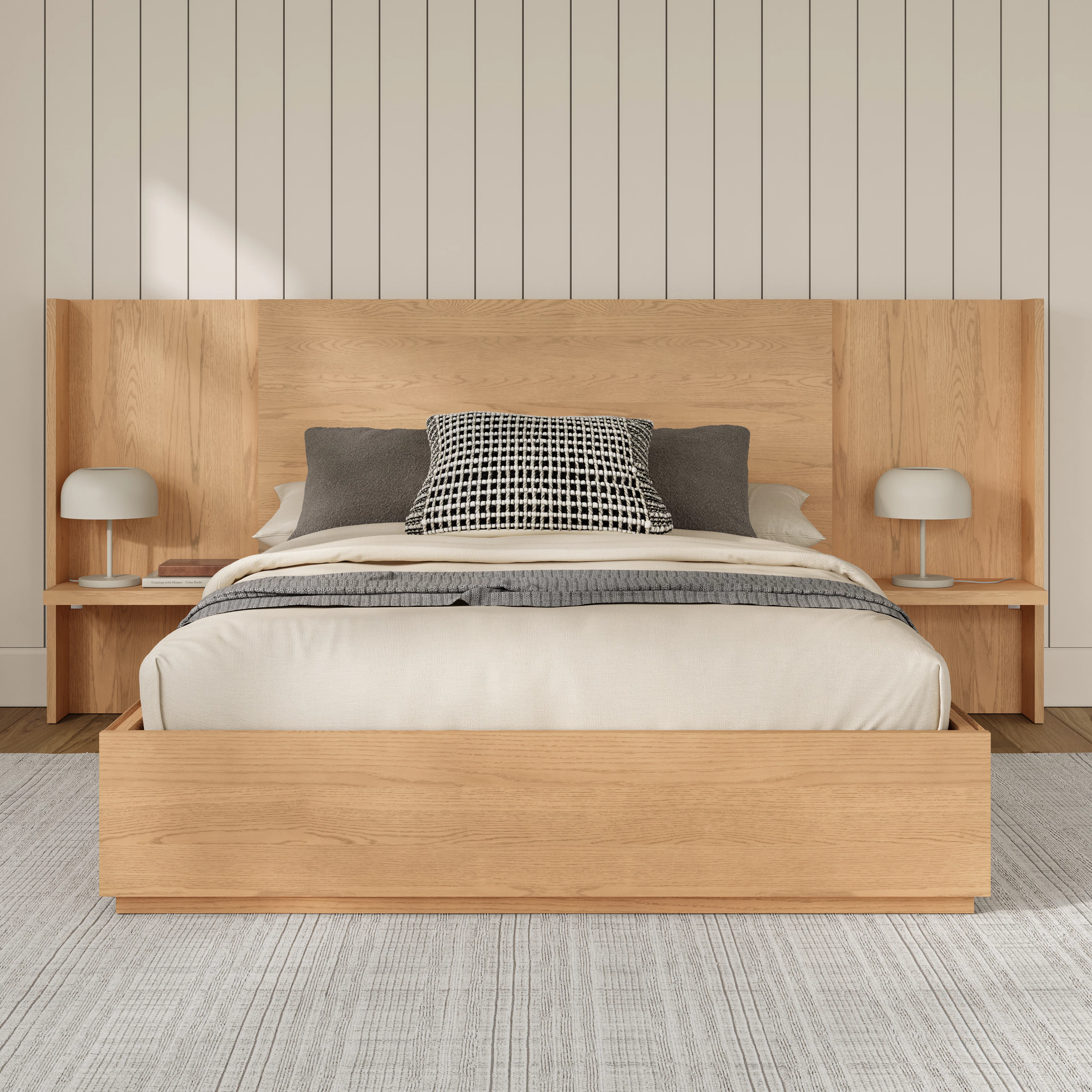 Leif Nightstand Extension Set - White Oak