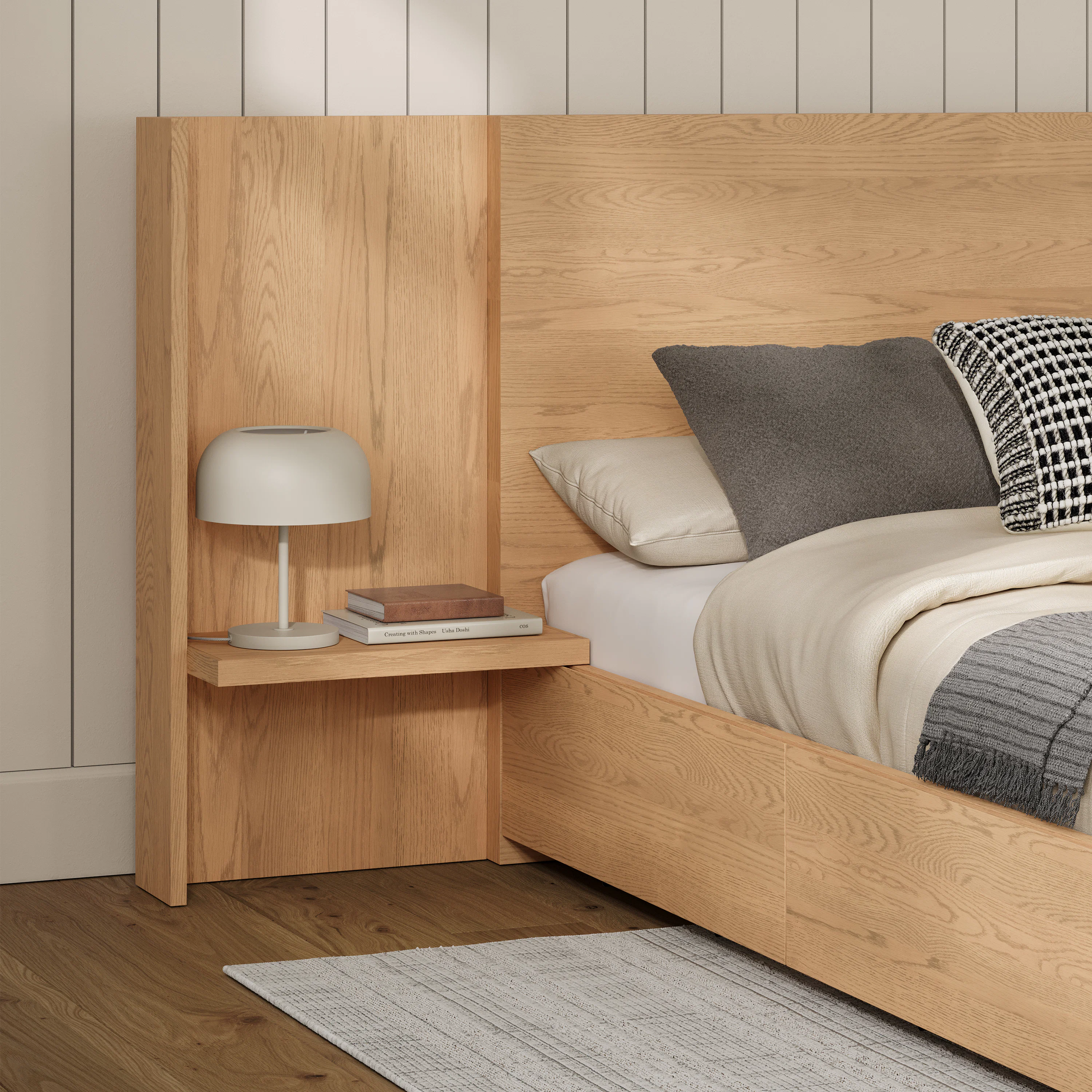 Leif Nightstand Extension Set - White Oak