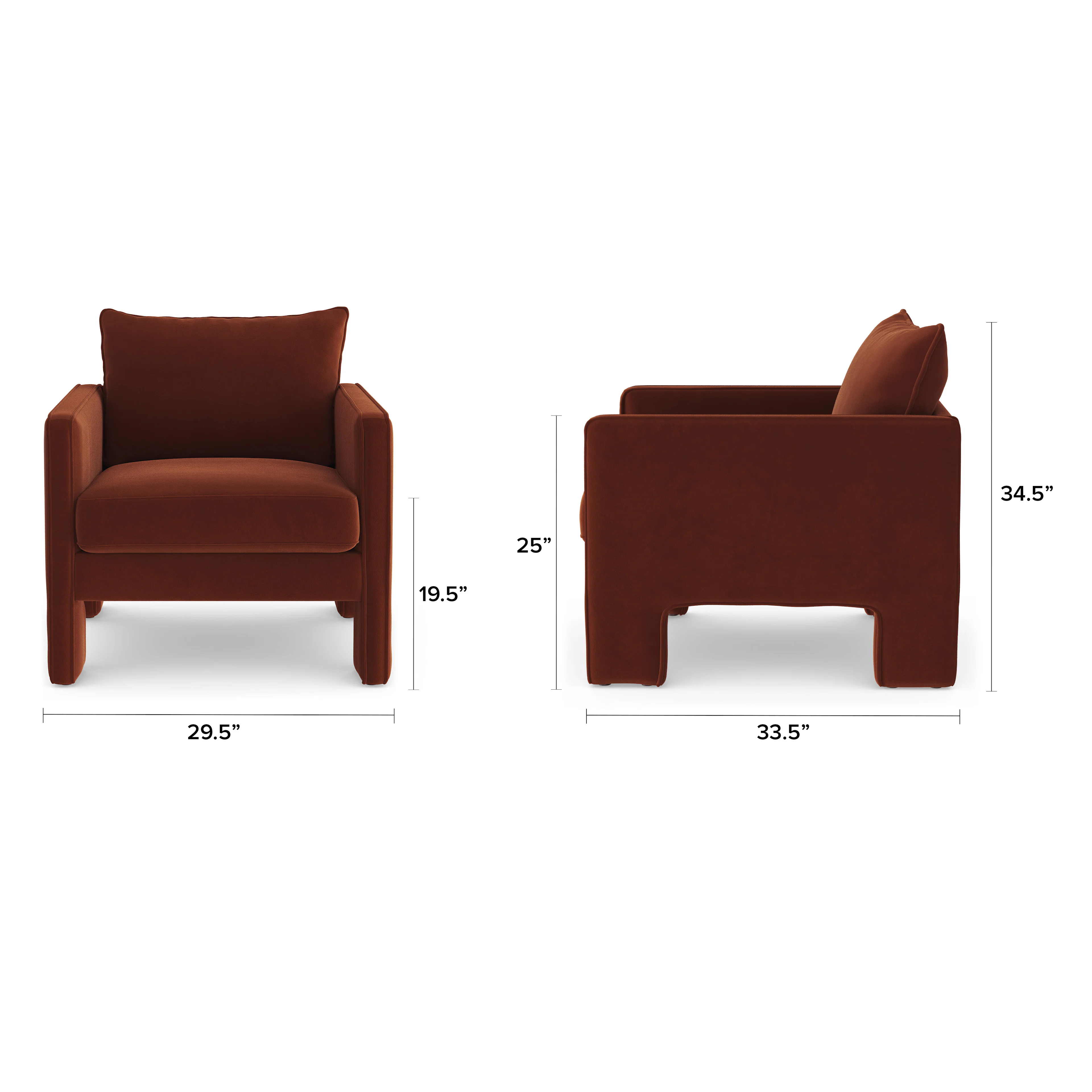 Oren 29.5" Velvet Lounge Chair - Hale Rust