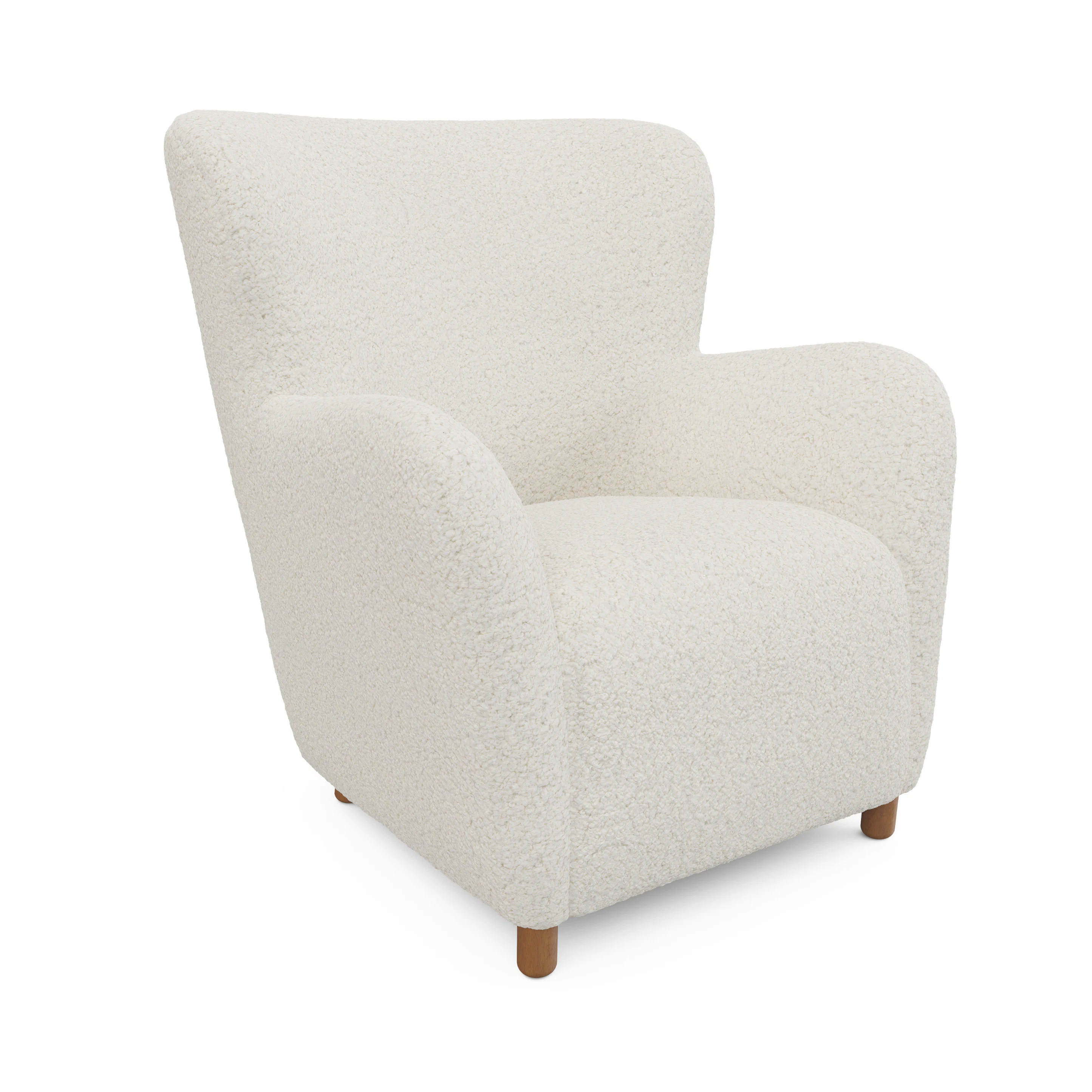 White Shearling Wingback Armchair - Scandinavian Design