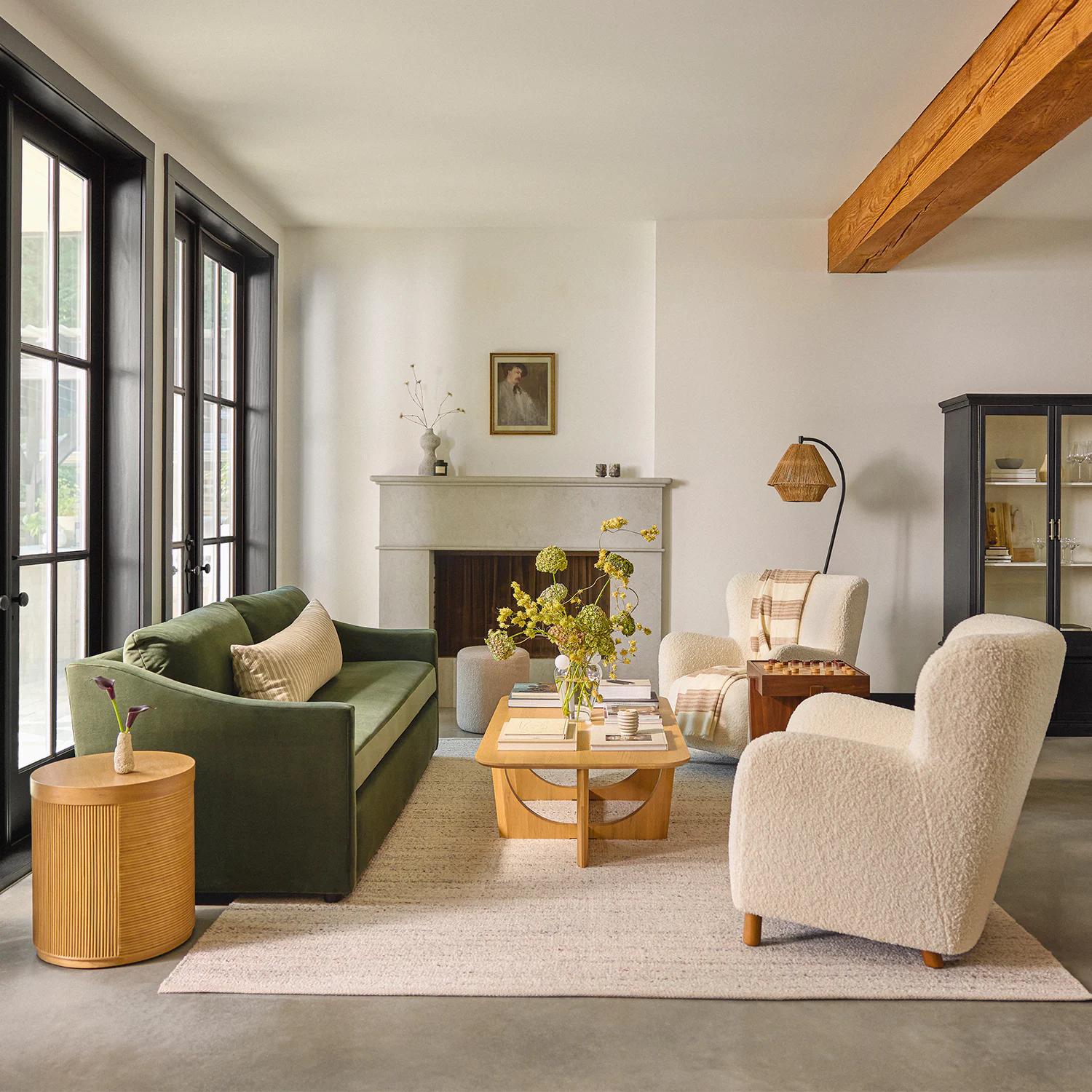 White Shearling Wingback Armchair - Scandinavian Design