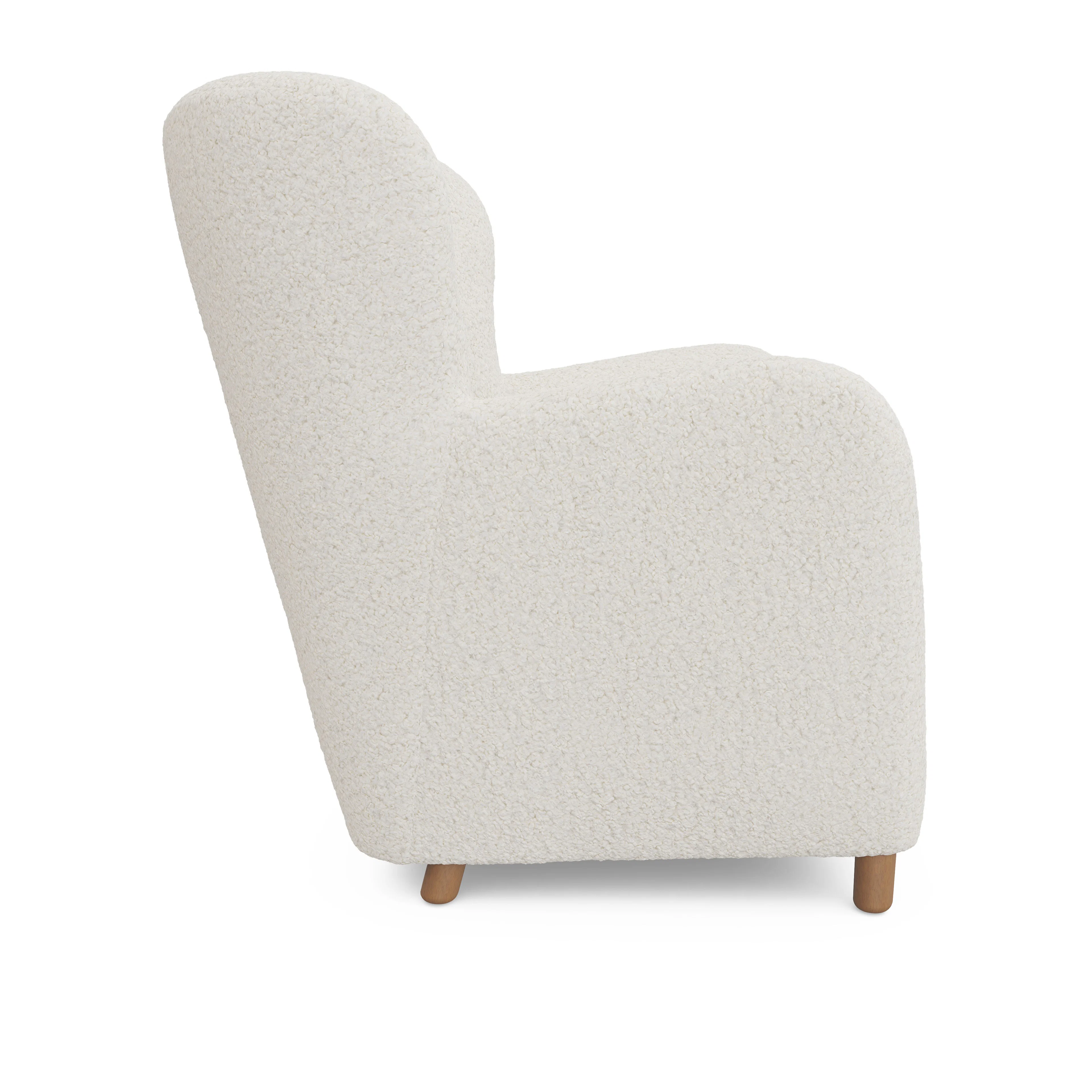 White Shearling Wingback Armchair - Scandinavian Design