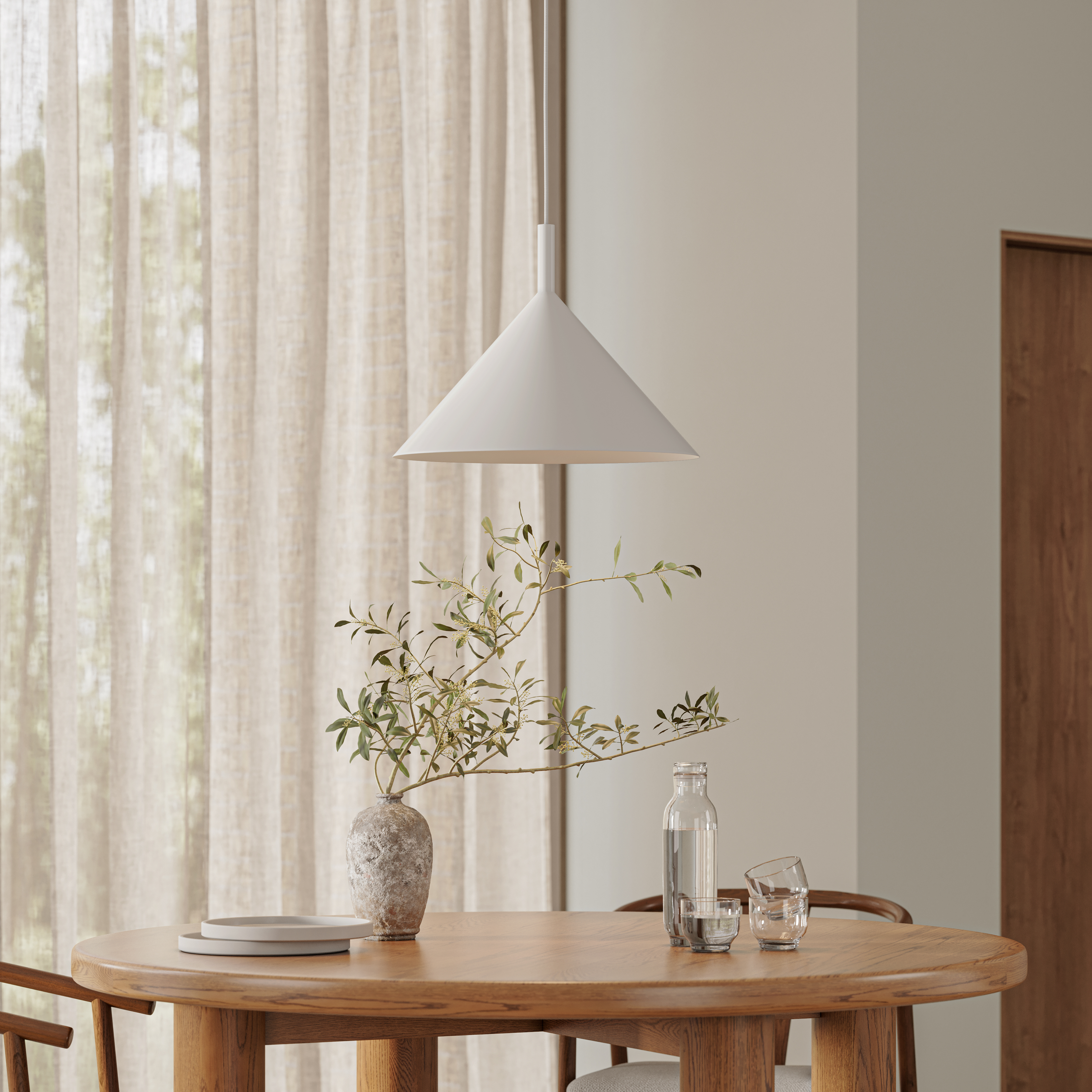 Aino Rice White Metal Pendant Lamp, Cone Shade | Article