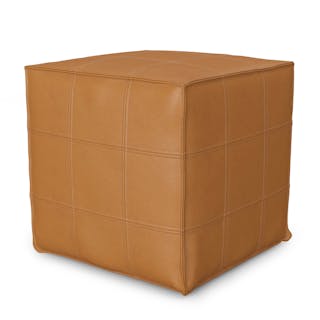 Nash 18" Leather Pouf - Taos Tan