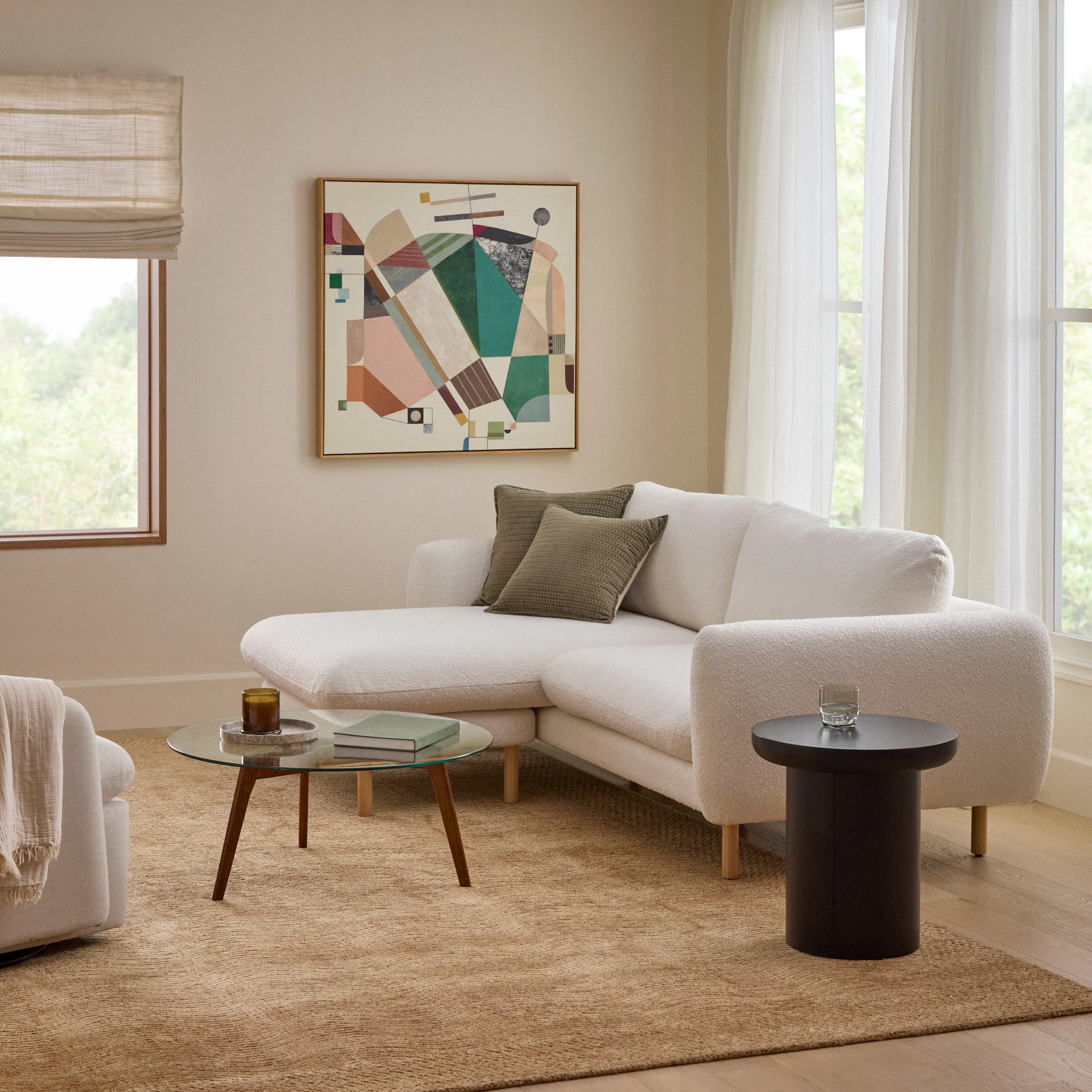 Sanders 85.5" Reversible Sectional - Ivory Wool Bouclé