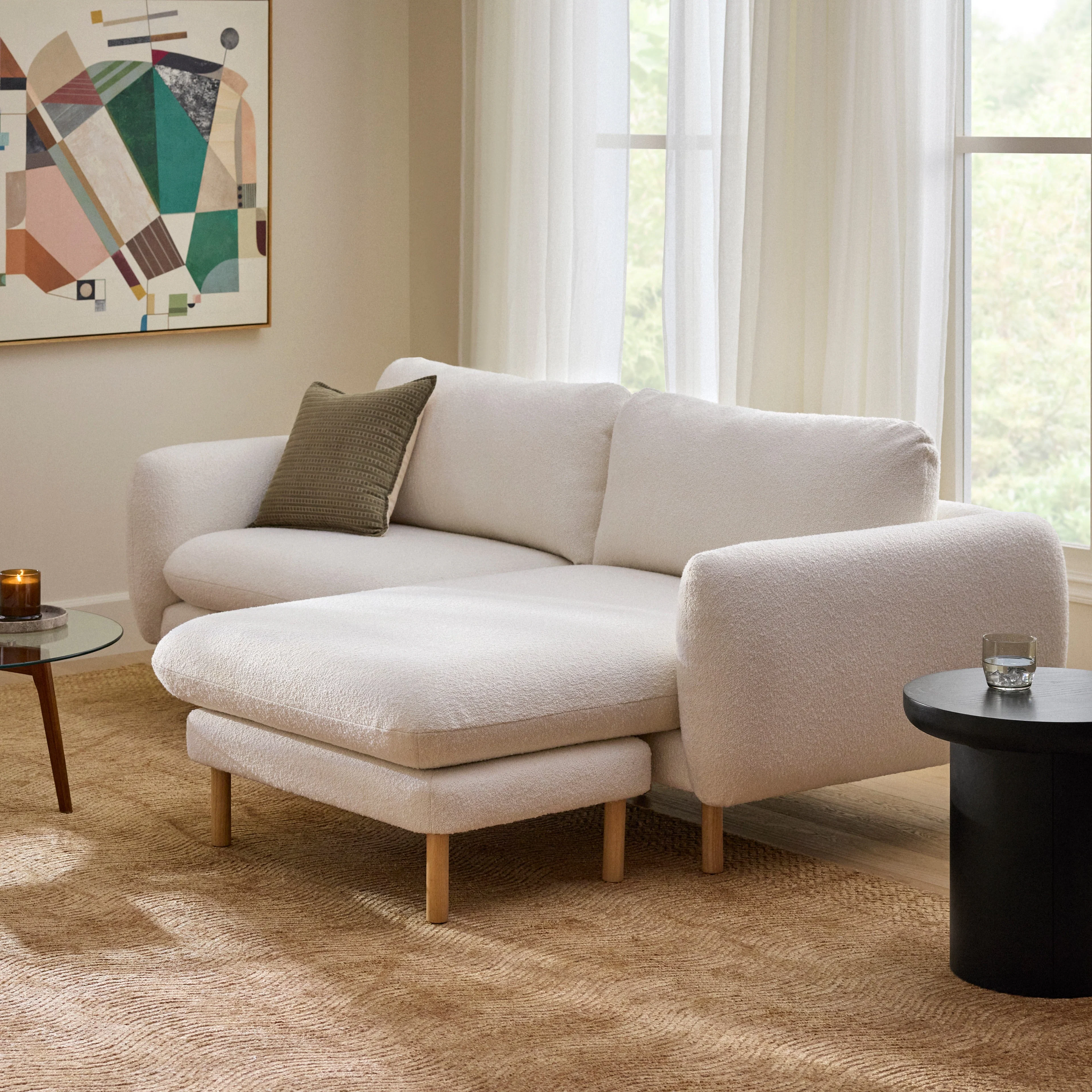 Sanders 85.5" Reversible Sectional - Ivory Wool Bouclé