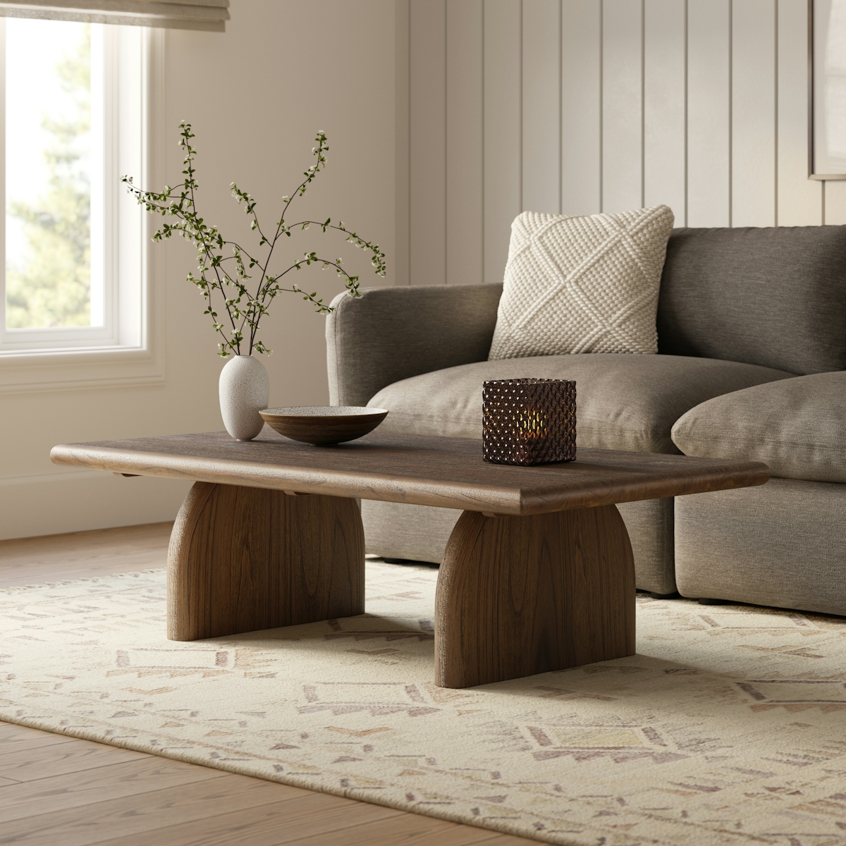 Lloyd Warm Brown Coffee Table, Japandi Style | Article
