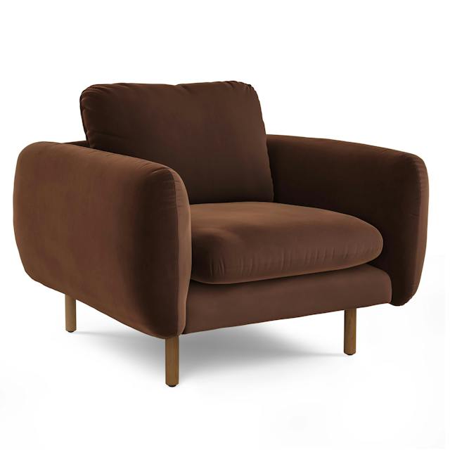 Sanders Brown Velvet Lounge Chair, Solid Wood Legs | Article