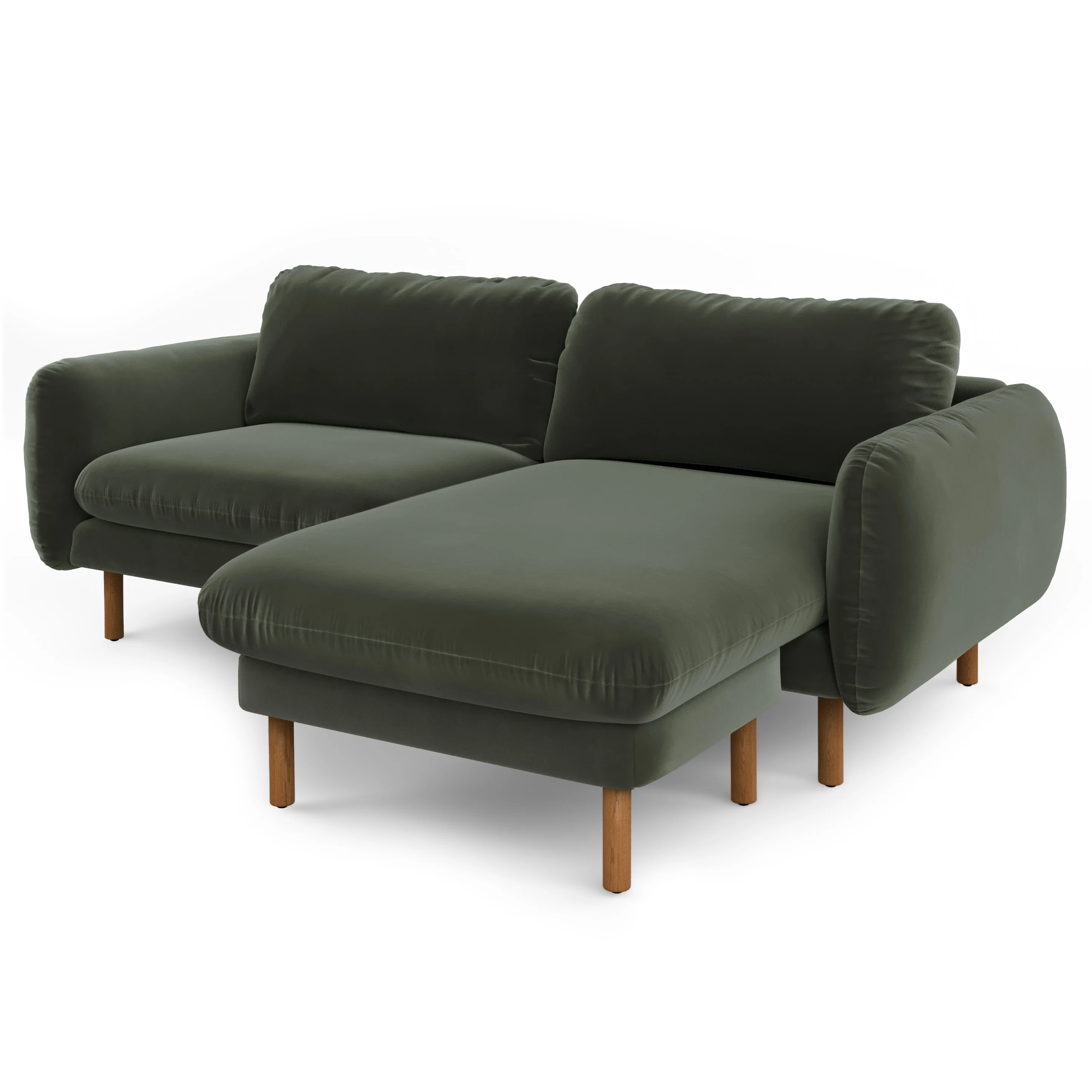 Sanders 85.5" Velvet Reversible Sectional - Plush Pacific Green