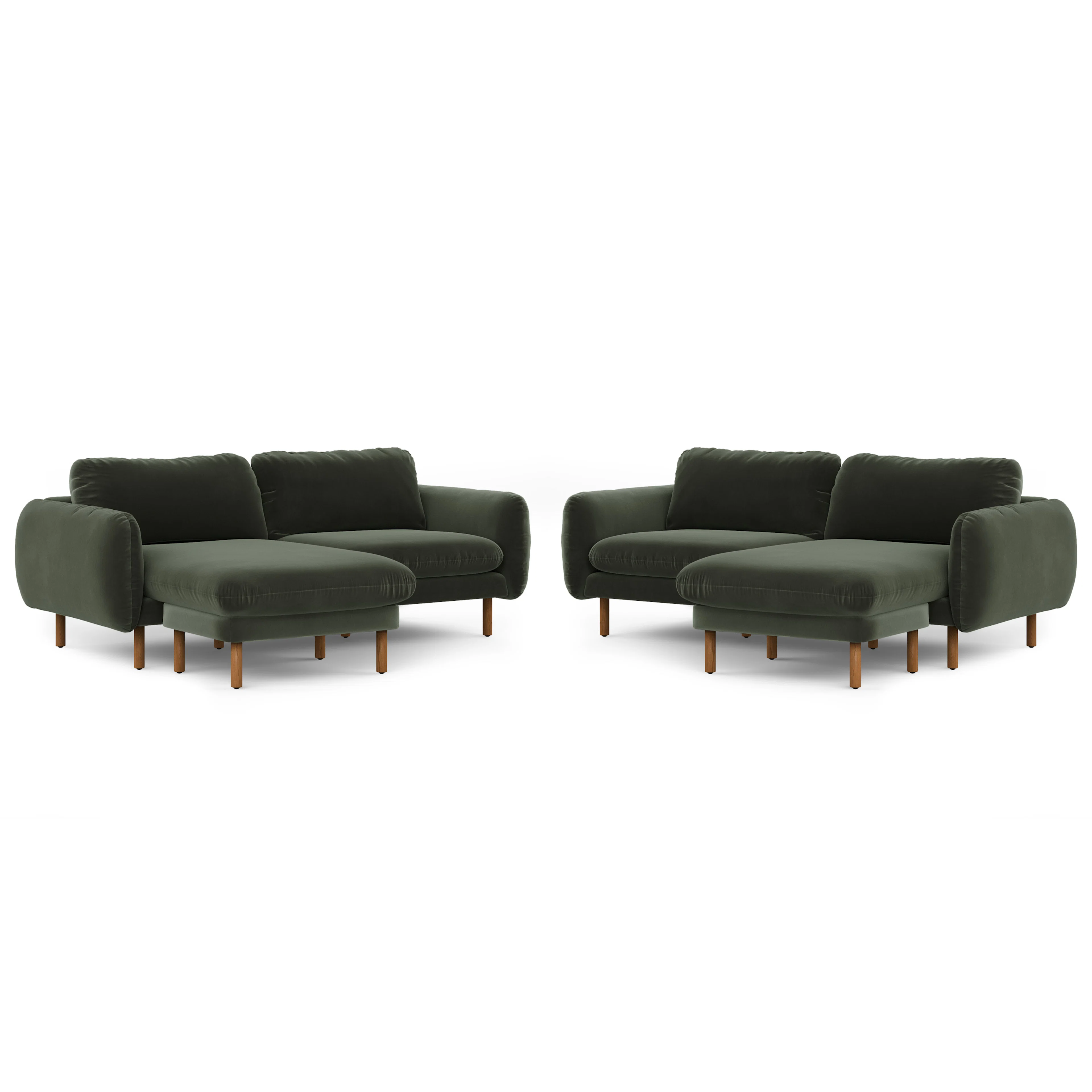 Sanders 85.5" Velvet Reversible Sectional - Plush Pacific Green