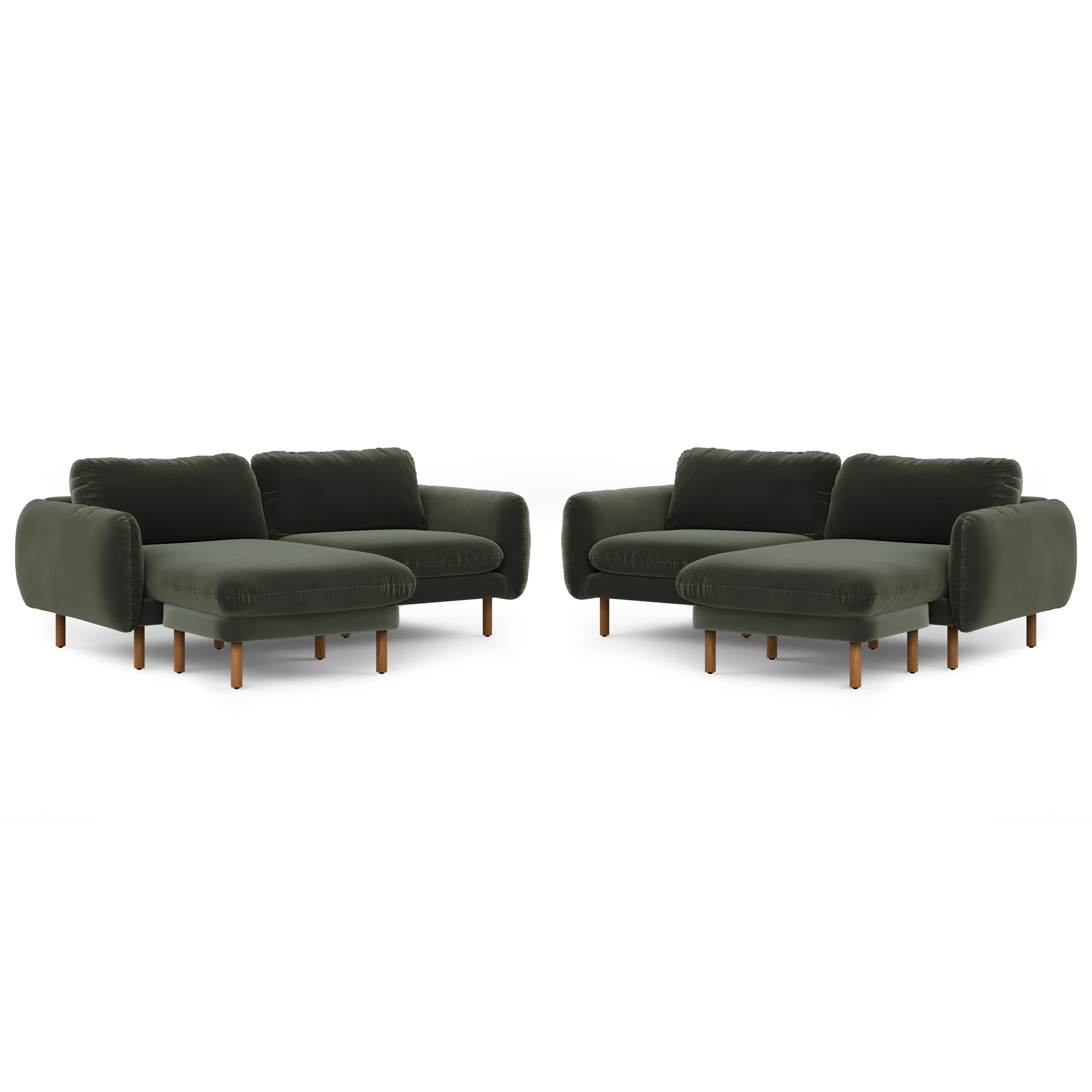 Sanders 85.5" Velvet Reversible Sectional - Plush Pacific Green