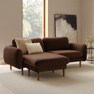 Sanders 85.5" Velvet Reversible Sectional - Plush Pacific Brown