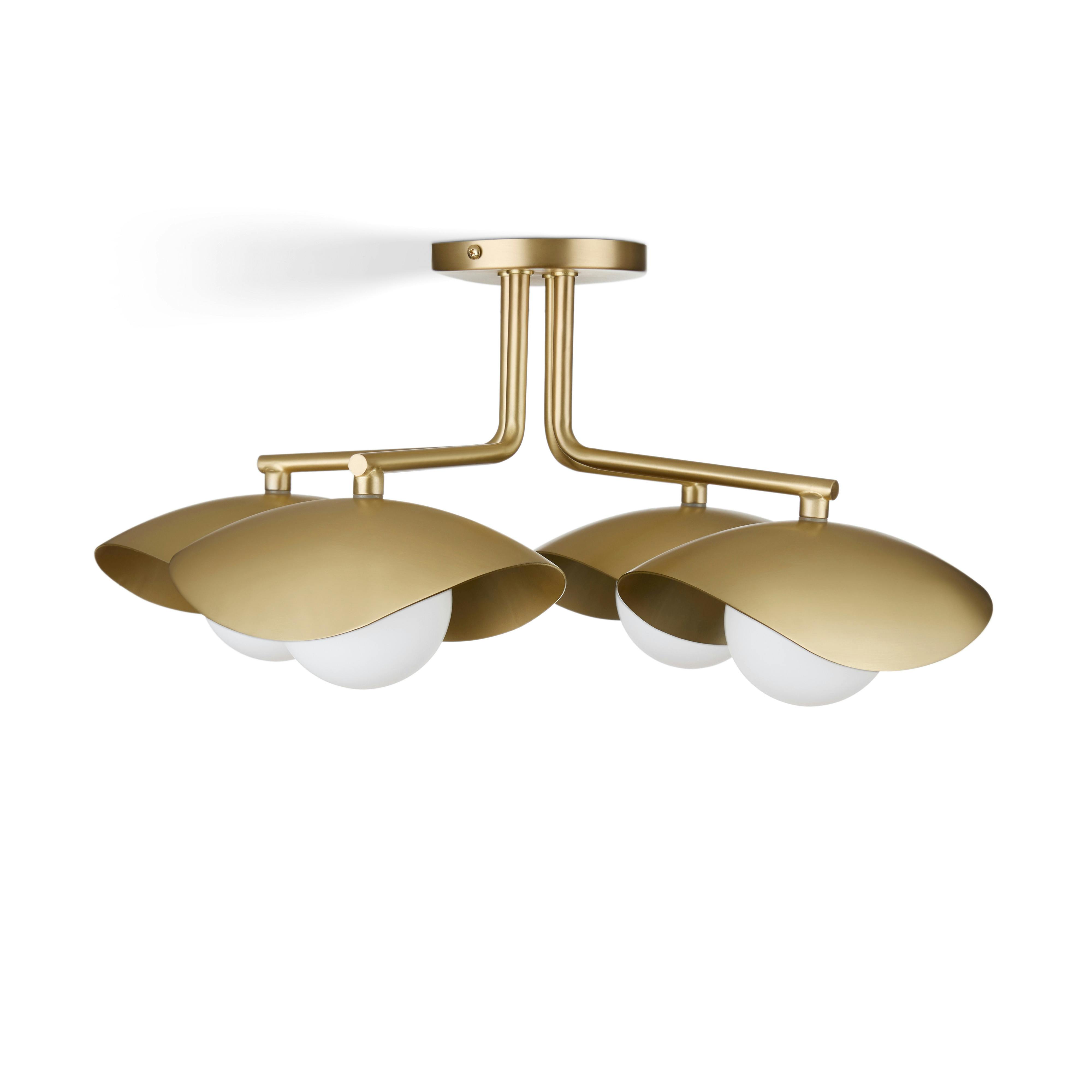 Coy Brass Flush Mount Light, G9 Bulbs Included, Curved Metal and
