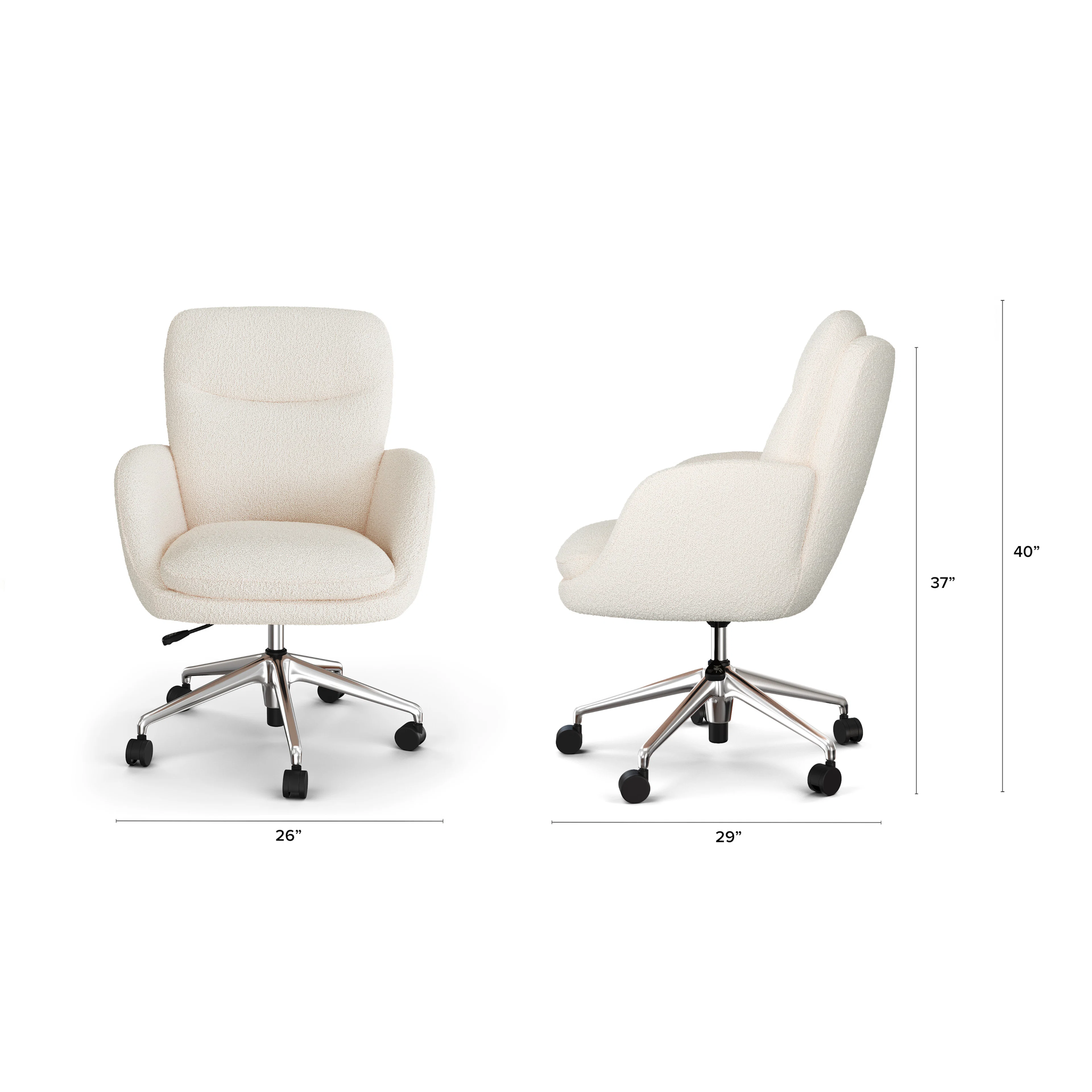 Bea Executive Office Chair - Ivory Wool Bouclé