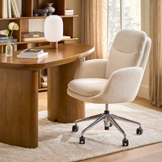 Bea Executive Office Chair - Ivory Wool Bouclé