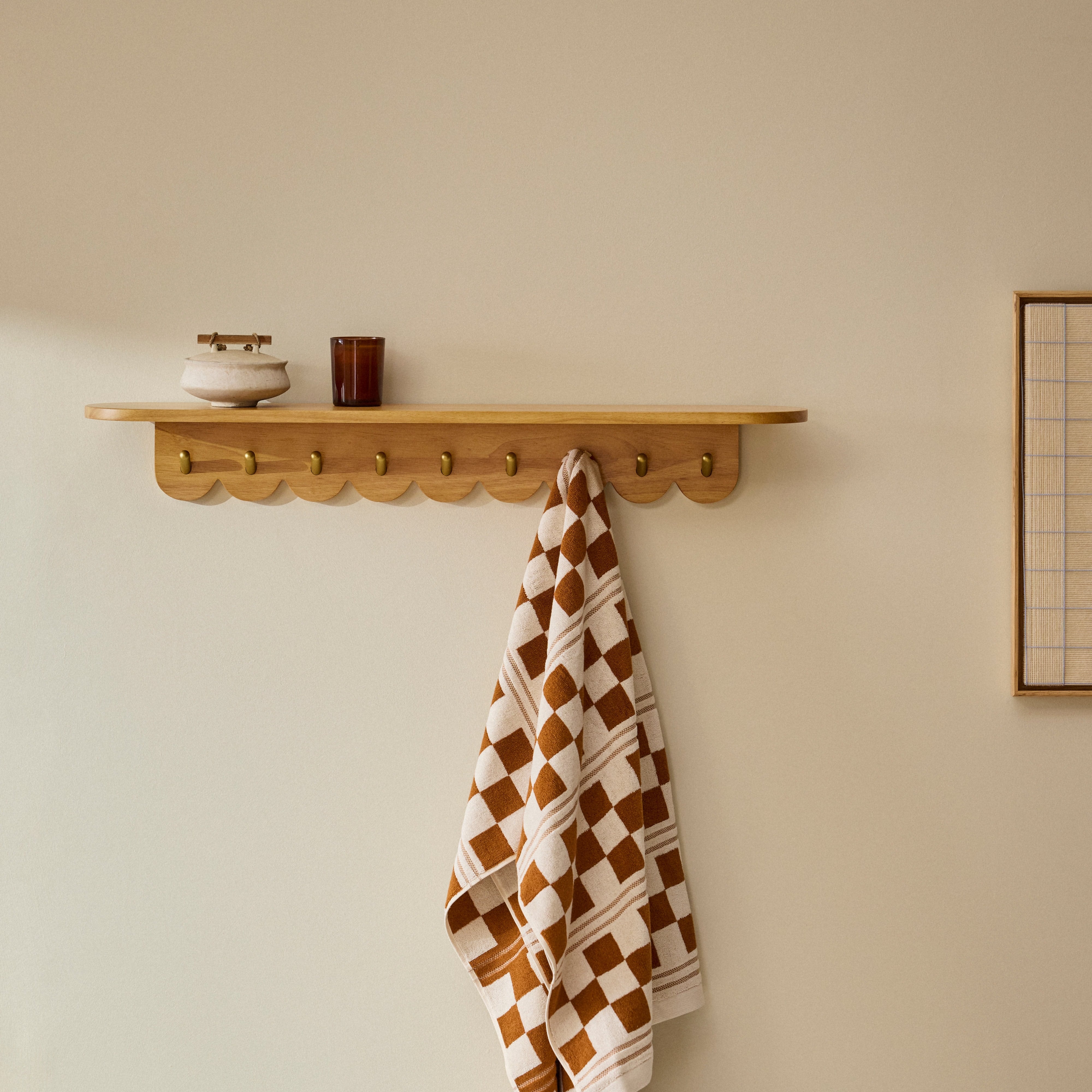 ARTICLE Shelly 38" Shelf and Coat Rack - Brass and Oak