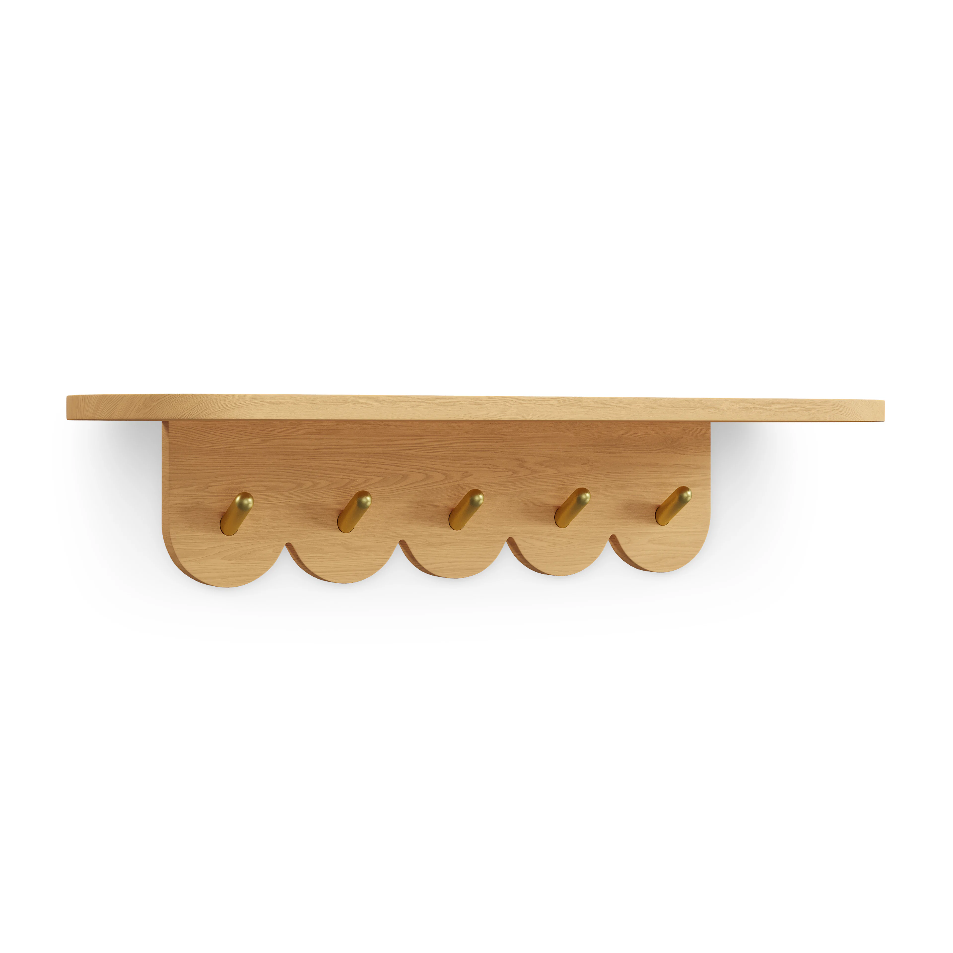Shelly 24.5" Shelf and Coat Rack - Brass and Oak