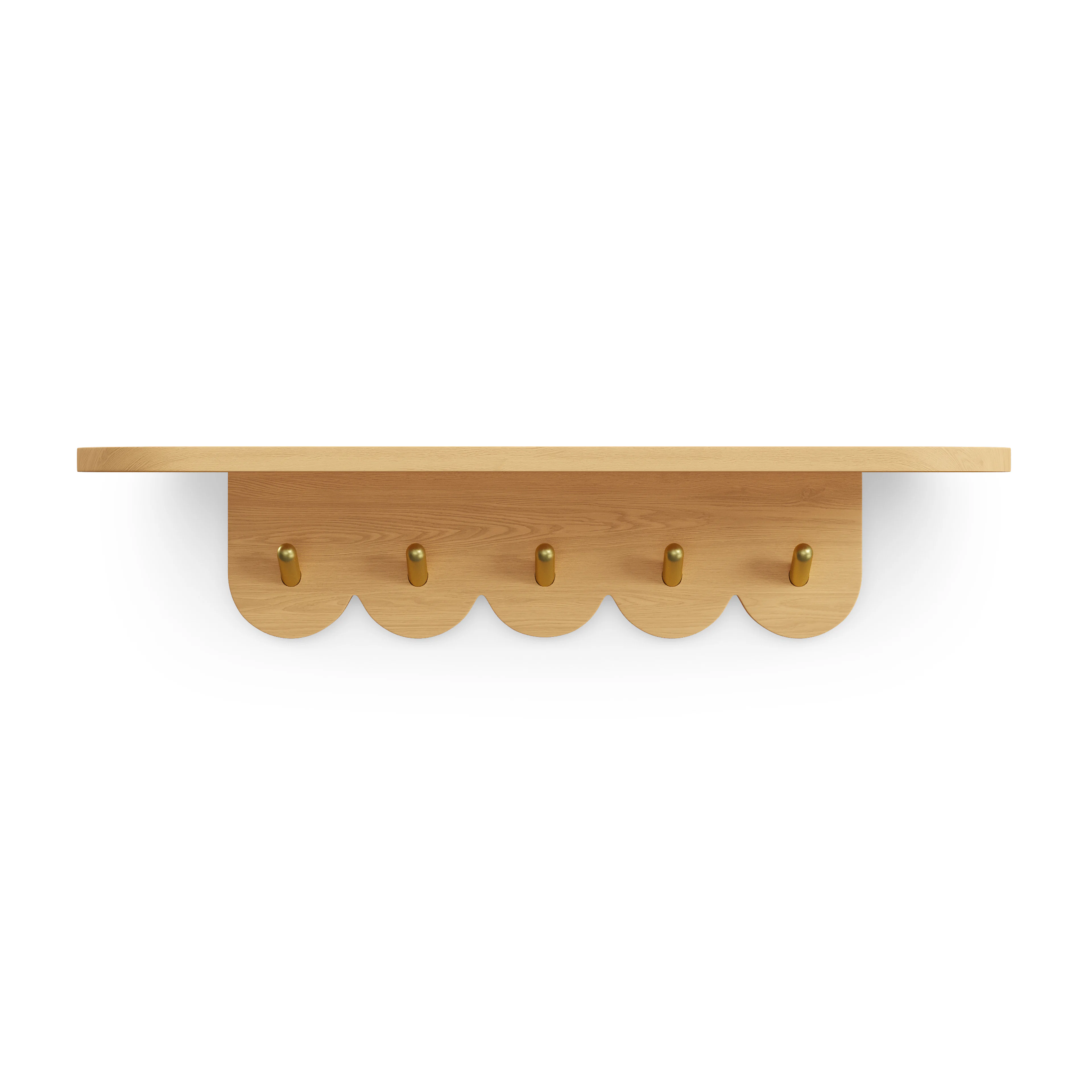 Shelly 24.5" Shelf and Coat Rack - Brass and Oak