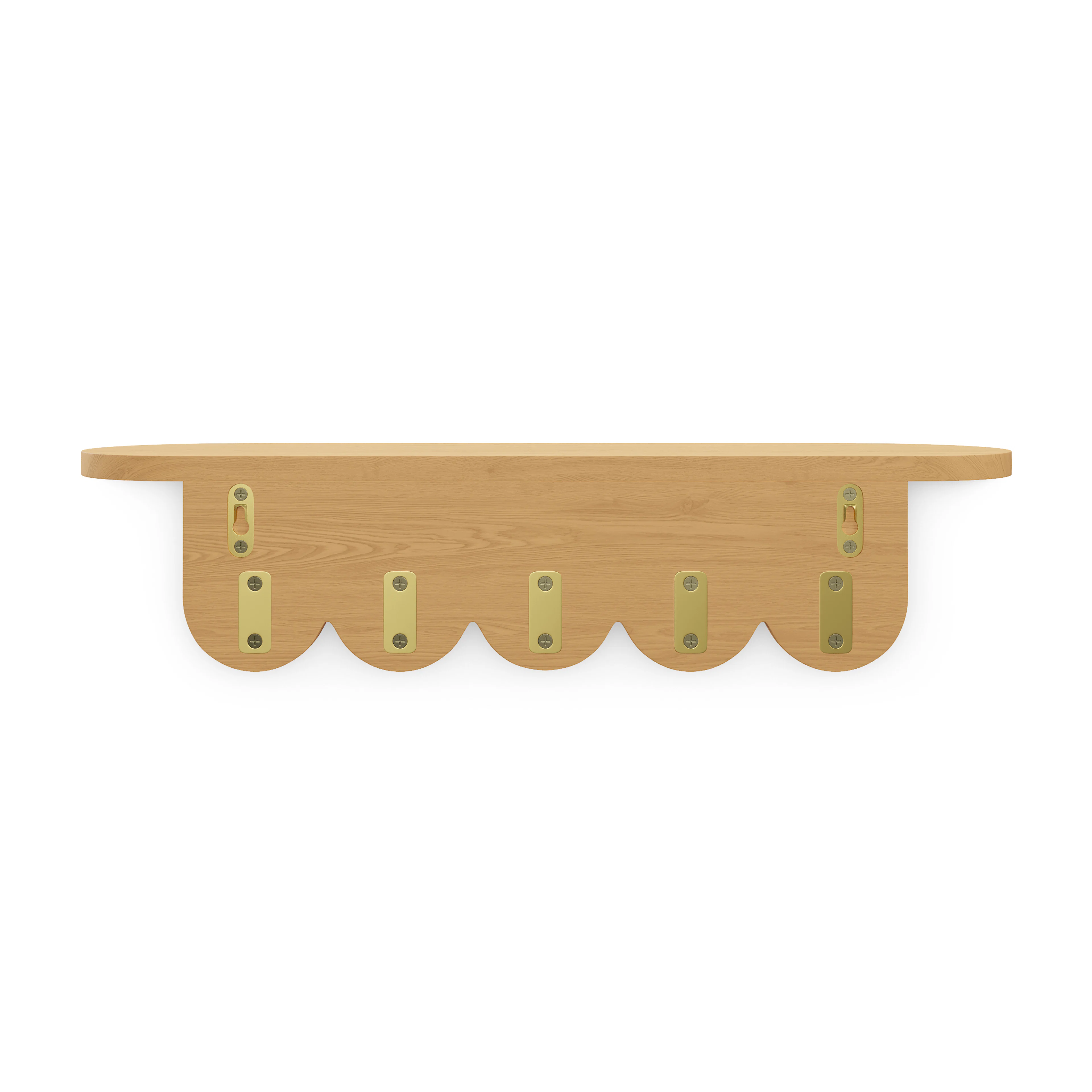 Shelly 24.5" Shelf and Coat Rack - Brass and Oak