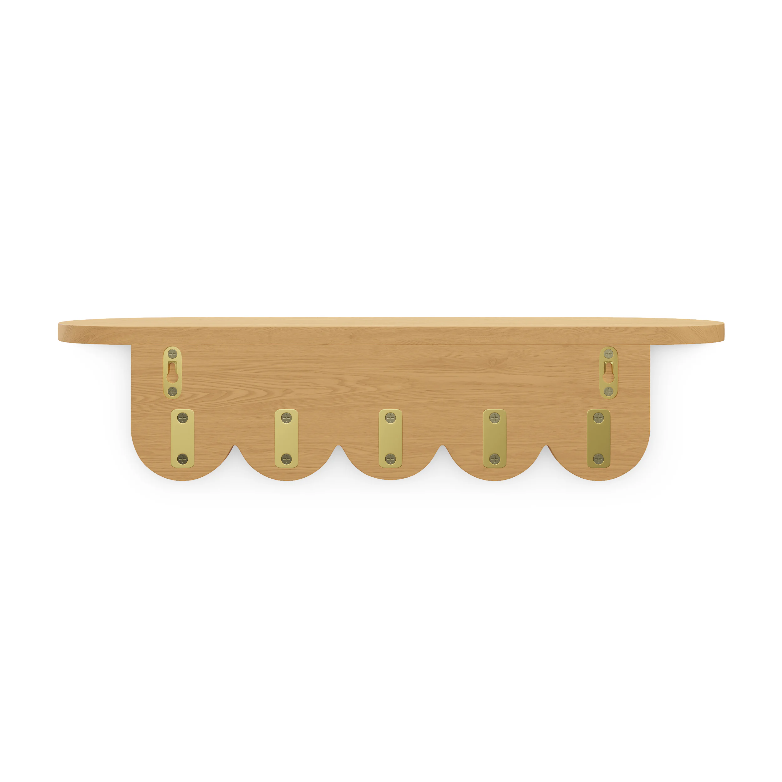 Shelly 24.5" Shelf and Coat Rack - Brass and Oak