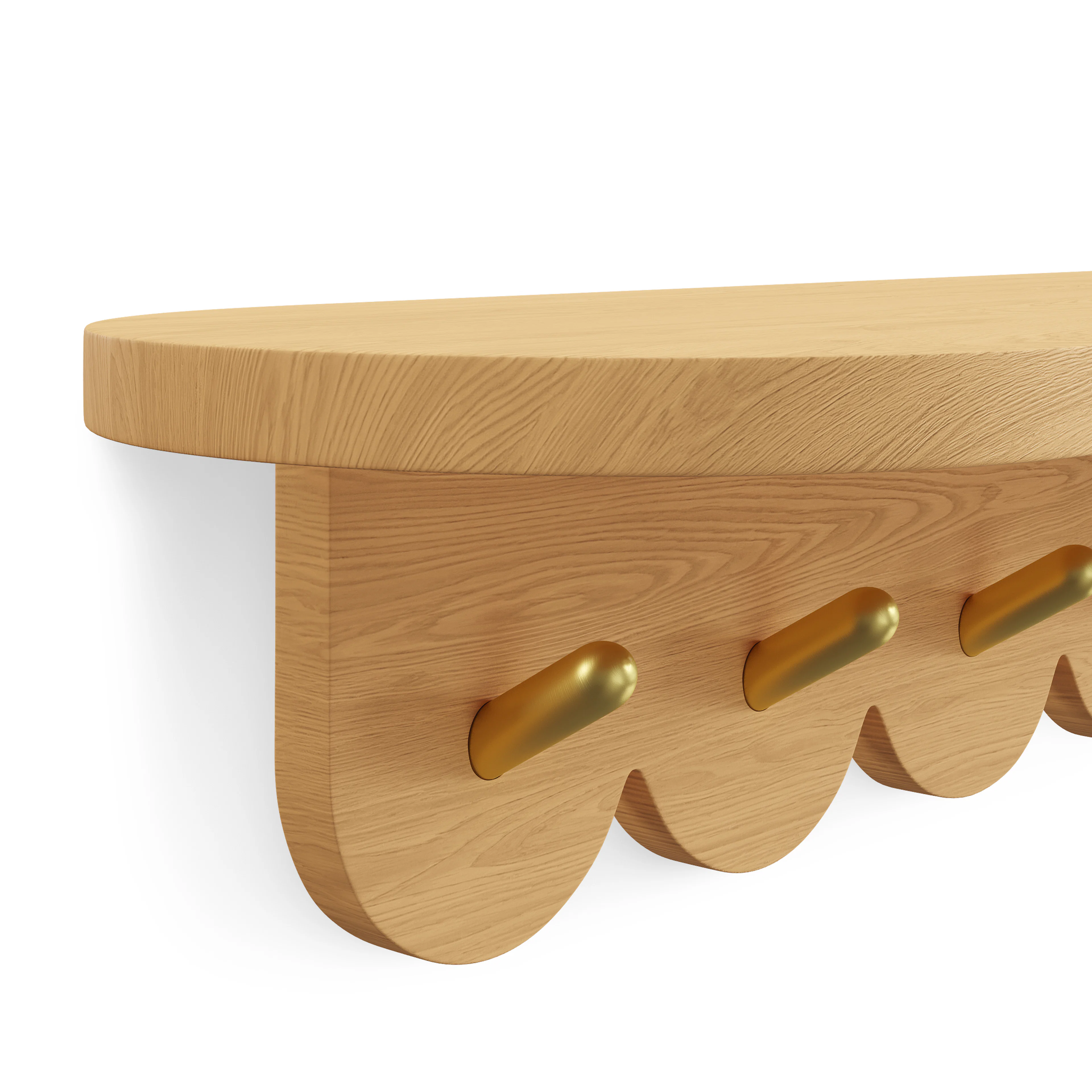 Shelly 24.5" Shelf and Coat Rack - Brass and Oak