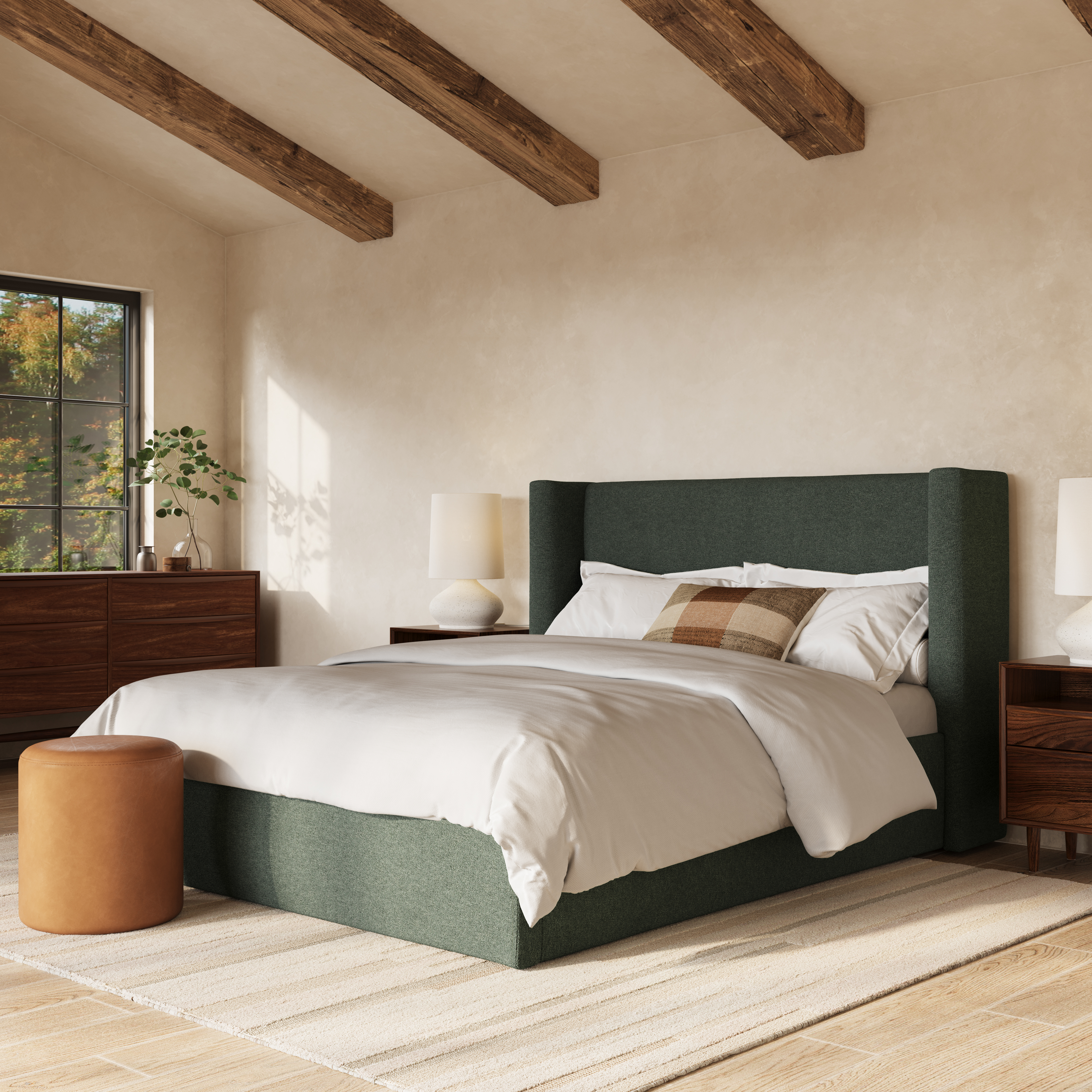 Calabri Hale Fir Green Velvet Queen Bed | Article