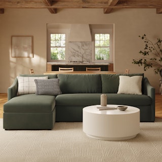 Landry 109" Velvet Left Sleeper Sectional - Hale Fir Green