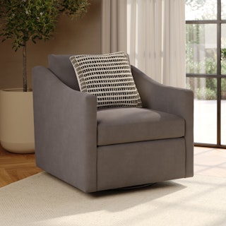 Landry 32.25" Velvet Swivel Lounge Chair - Hale Warm Gray