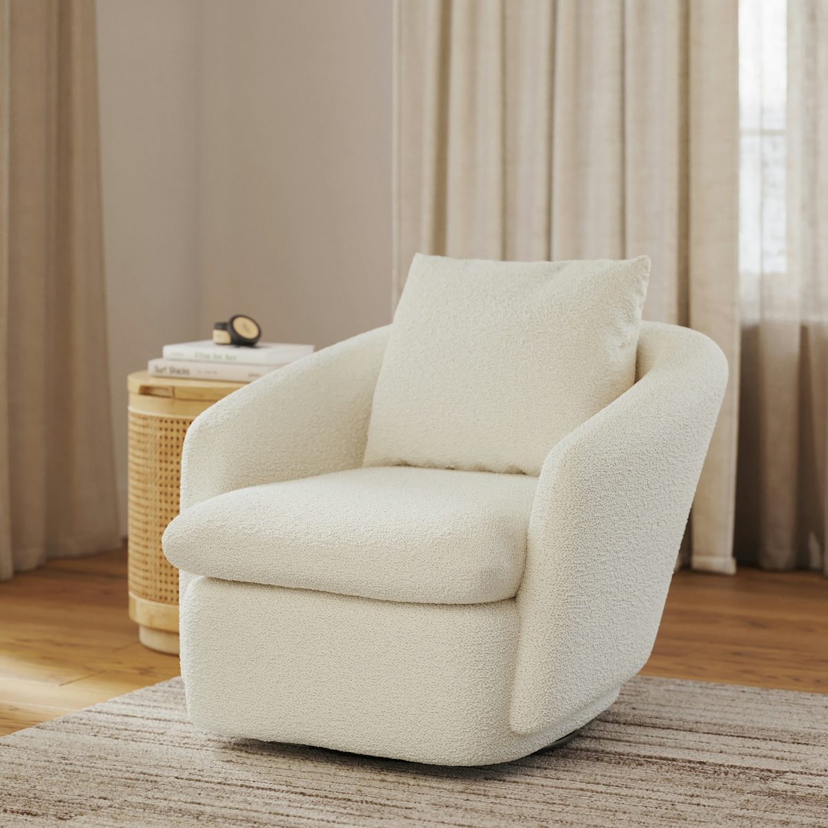 Leigh Ivory Wool Bouclé Swivel Chair | Article