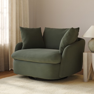 Leigh 47" Grand Velvet Swivel Lounge Chair - Hale Fir Green