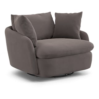 Leigh 47" Velvet Grand Swivel Lounge Chair - Hale Warm Gray