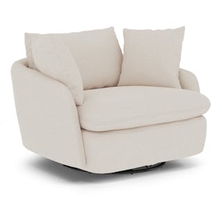 Leigh 47" Grand Swivel Lounge Chair - Ivory Wool Bouclé