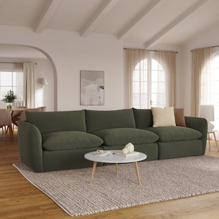Leigh 132" Modular Sofa - Hale Fir Green