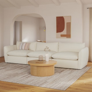 Leigh 132" Modular Sofa - Ivory Wool Bouclé