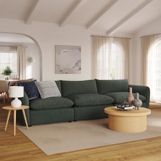 Leigh 132" Modular Sofa - Green Wool Bouclé