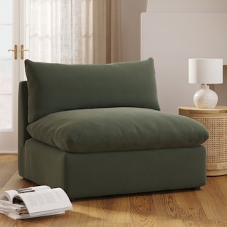 Leigh 39.5" Velvet Armless Chair Module - Hale Fir Green