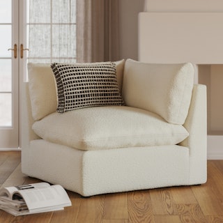 Leigh 41" Corner Chair Module - Ivory Wool Bouclé