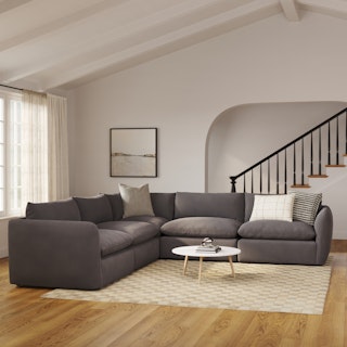 Leigh 126" Velvet Modular Corner Sectional - Hale Warm Gray