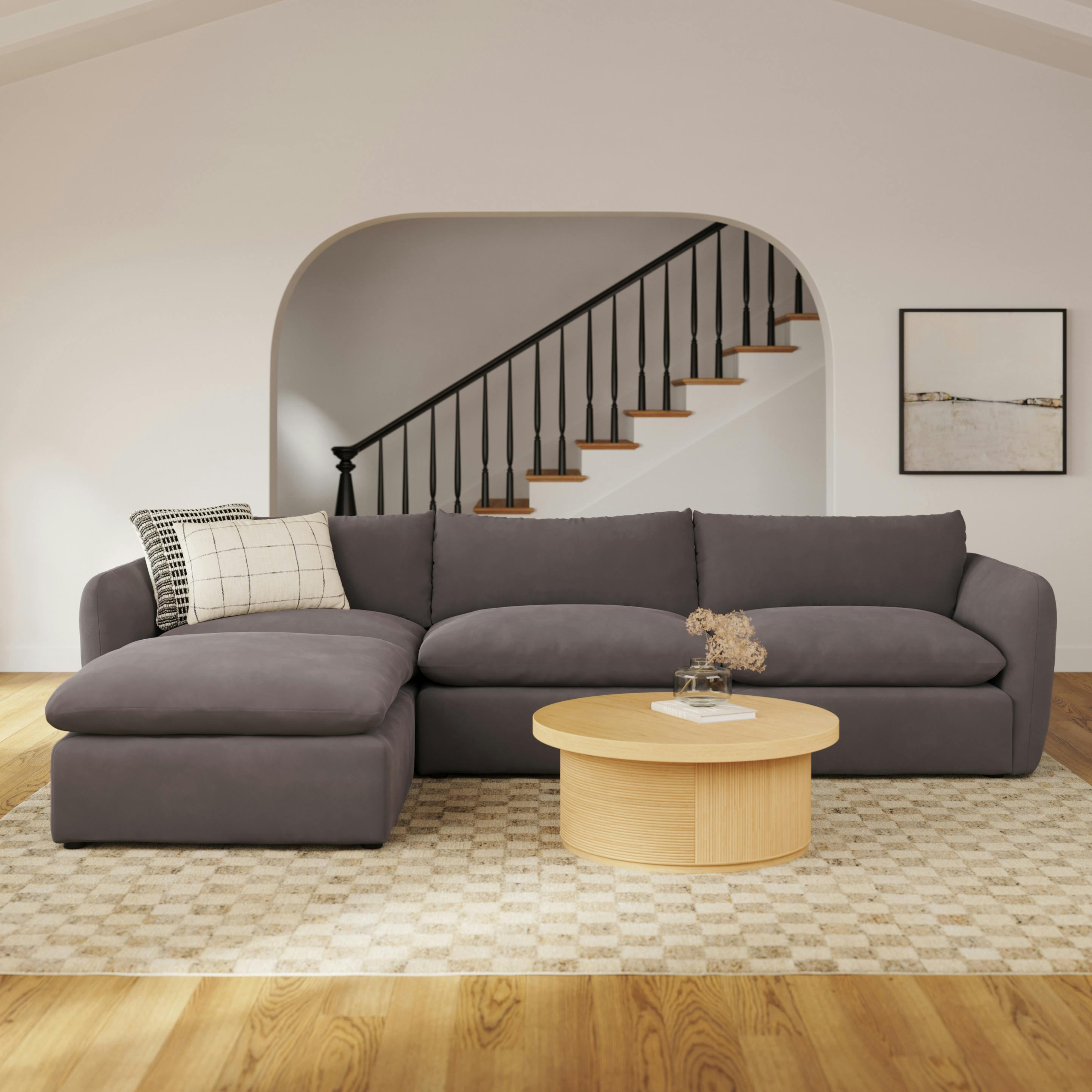 Leigh Hale Warm Gray Velvet Modular & Reversible Sectional Sofa