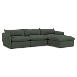 Leigh 131.5" Modular Sectional - Green Wool Bouclé