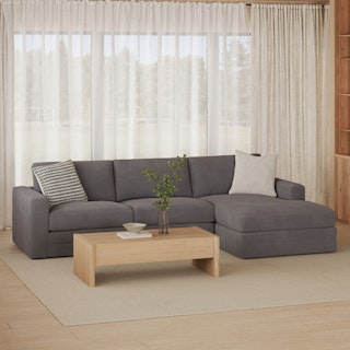 Riley 118.5" Velvet Right Sectional - Hale Warm Gray