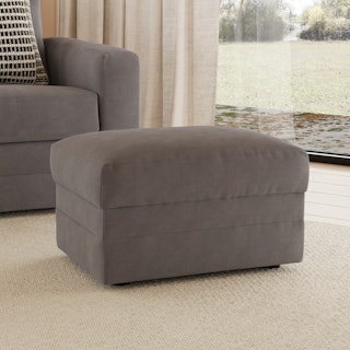Riley 28" Velvet Ottoman - Hale Warm Gray