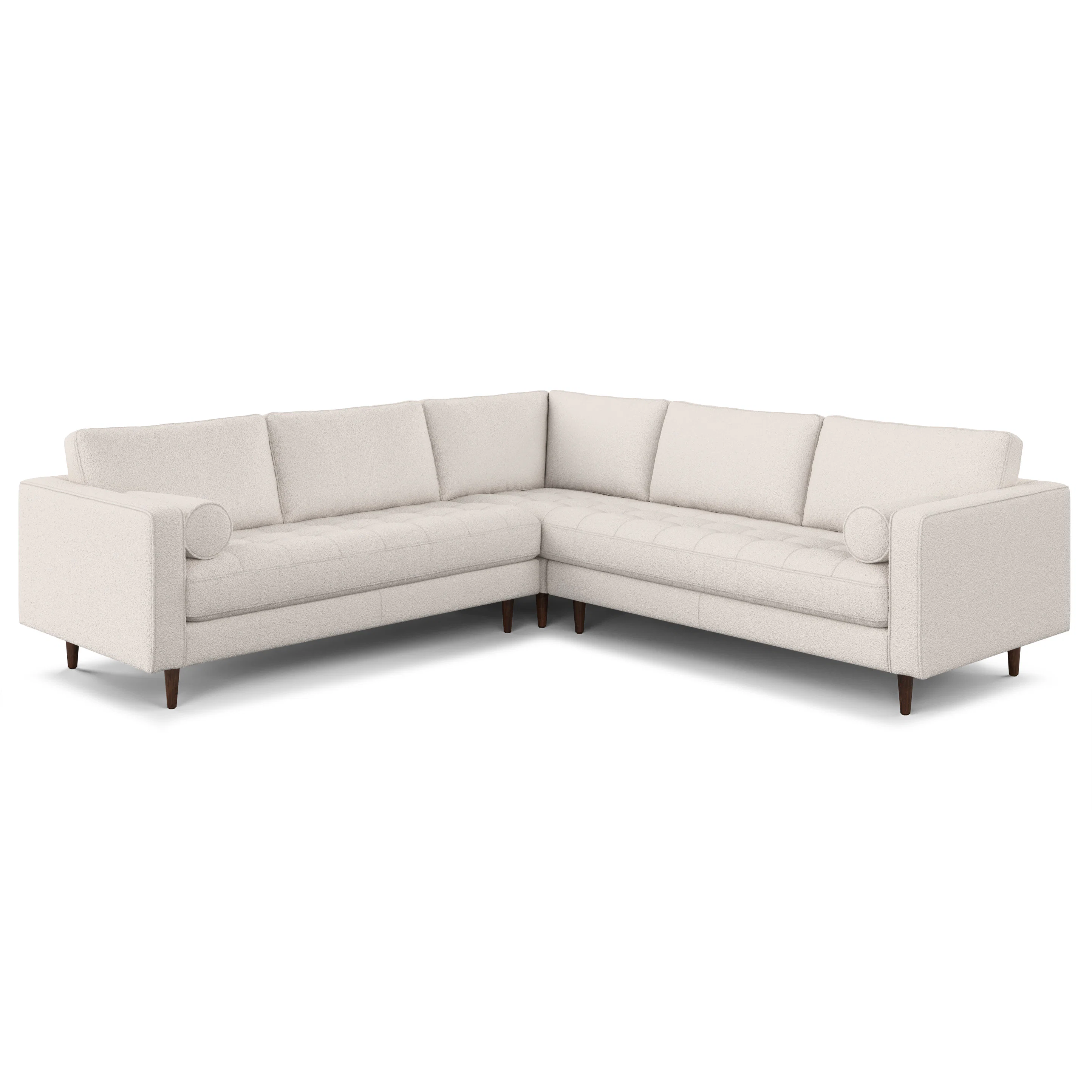 Sven 107" Ivory Wool Bouclé Corner Sectional Sofa