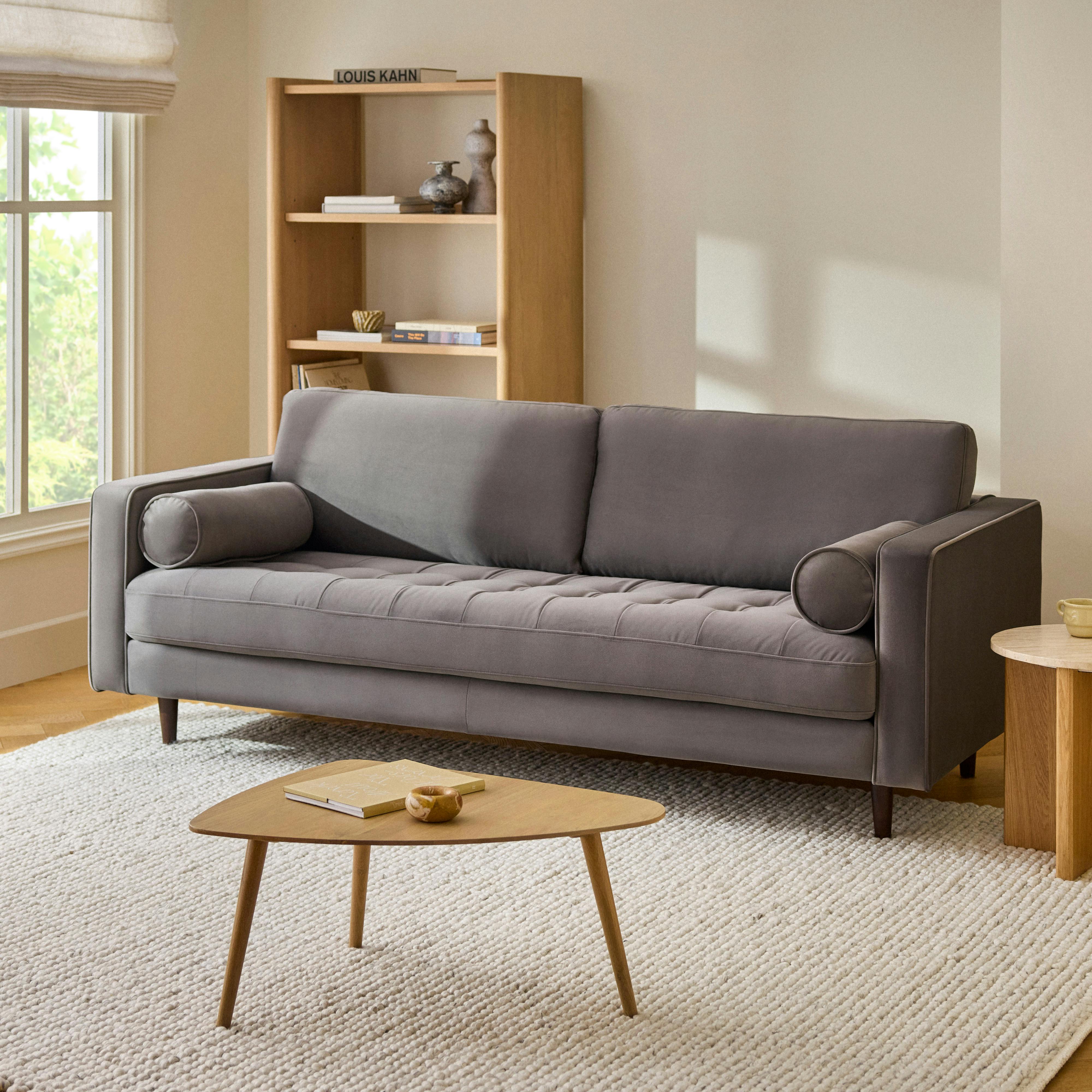 Sven Hale Warm Gray Tufted Velvet Sofa | Article