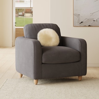 Vati 37" Velvet Lounge Chair - Hale Warm Gray