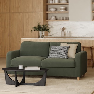 Vati 80" Velvet Sofa Bed - Natural Oak and Hale Fir Green