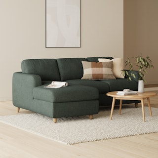 Vati 90.5" Left Storage Sectional - Green Wool Bouclé